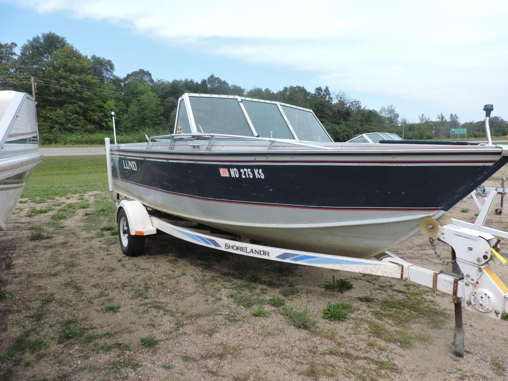 1991 Lund Tyee 1850 with shorelander trailer 